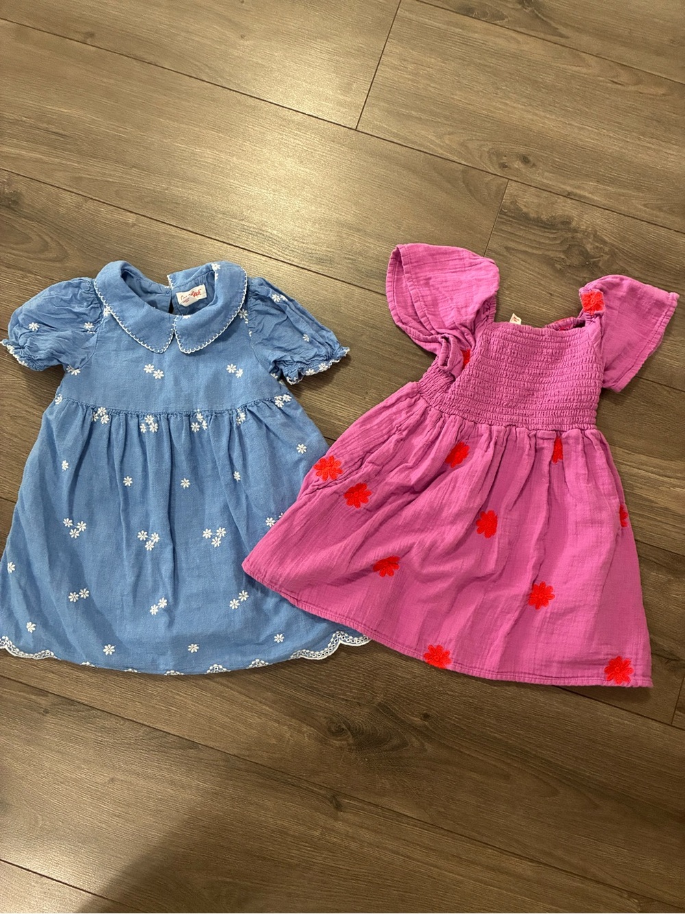 Cat & Jack Blue Dress and Pink Floral Sundress Set